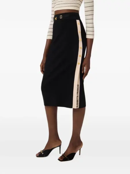 Fustă midi Elisabetta Franchi tricotate cu autograf negru