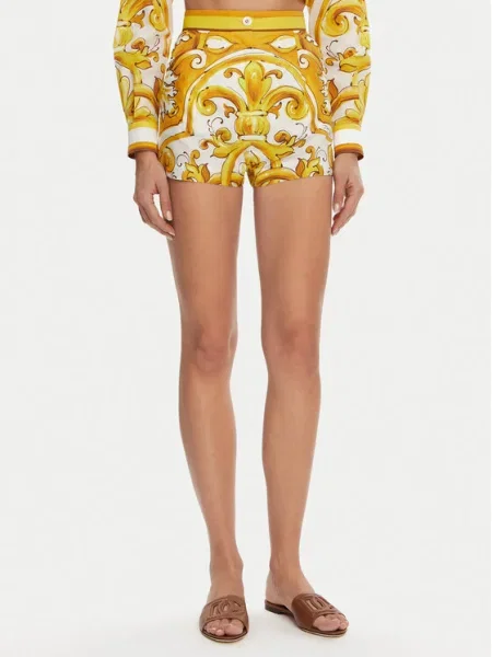 Dolce&Gabbana Шорти от плат FTBVIT жълт