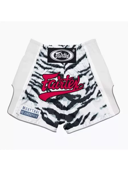 Spodenki bokserskie dziecięce Fairtex Boxing Shorts "White Tiger" white białe