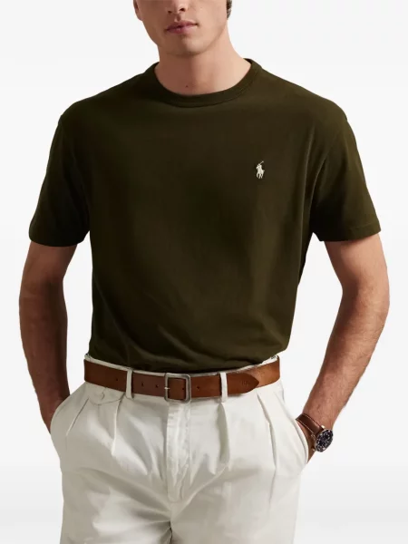 Tricou polo Polo Ralph Lauren cu glugă cu blană cu broderie roșu