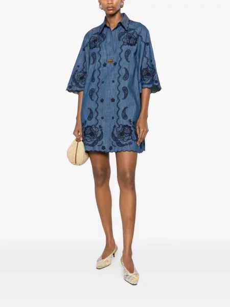Rochie mini Zimmermann cu model paisley albastru