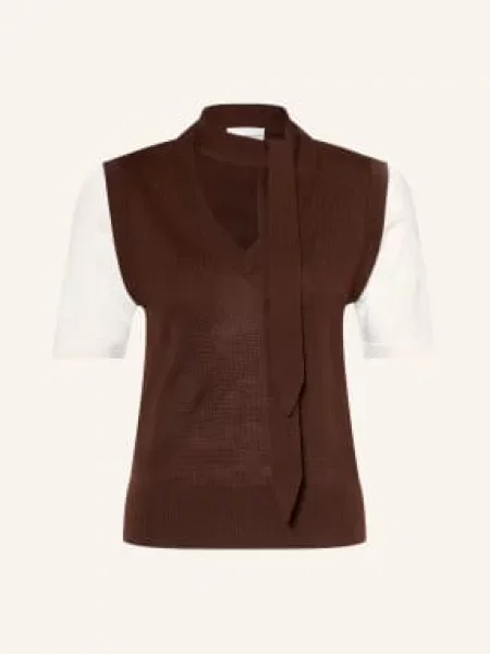 Claudie Pierlot Dzianinowa Koszulka beige biała