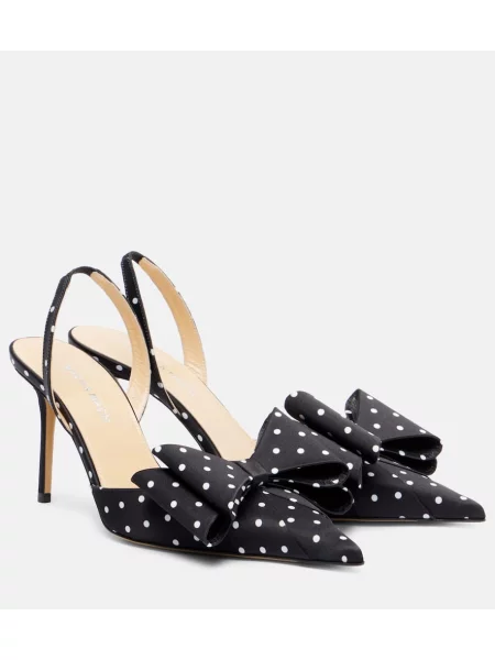 Pantofi cu toc Mach & Mach din satin cu buline negru