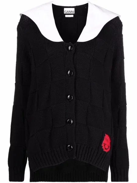 Cardigan Ganni din poplin negru
