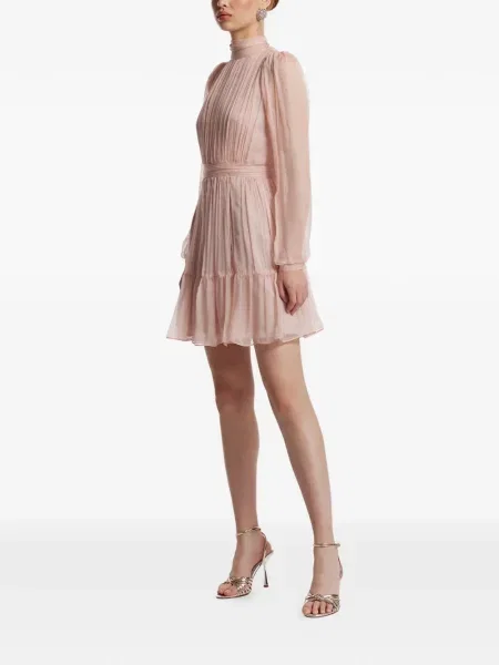 Rochie mini Framboise cu volane de costum roz