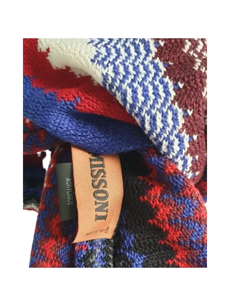 Szal Missoni wełniana w geometryczne wzory czerwona