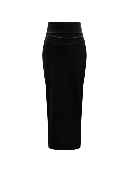 Fustă midi Alberta Ferretti de catifea cu volane negru