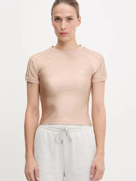 Тениска adidas Originals Spandex дамска оранжево бежово