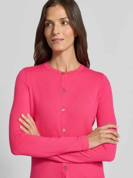 Kardigan rozpinany o kroju regular fit z mieszanki z falistym wykończeniem Christian Berg Woman