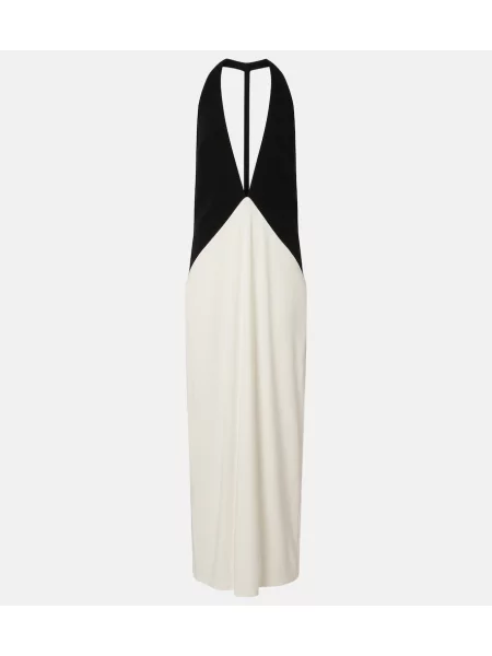 Rochie maxi Adriana Degreas din jerseu cu gât halter negru