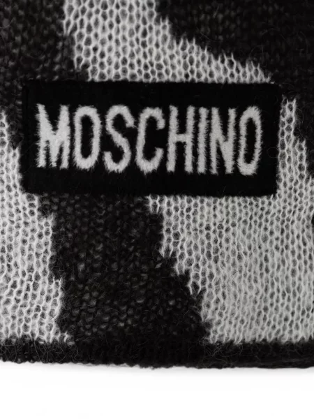 Fular Moschino cu model zebră cu autograf negru