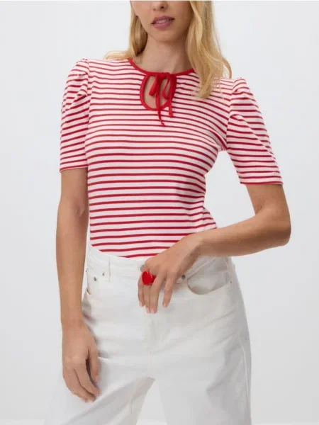 Reserved Bluză cu mâneci bufante roșu