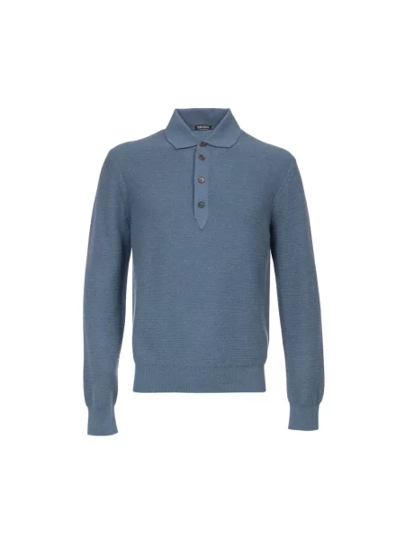 Koszulka polo Zegna z kaszmiru niebieska
