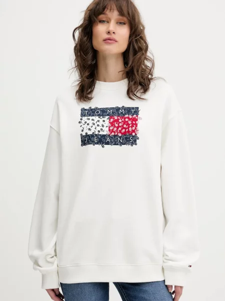 Суитчър Tommy Jeans с принт бяло