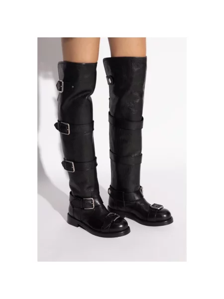 Muszkieterki Dolce And Gabbana skórzane czarne