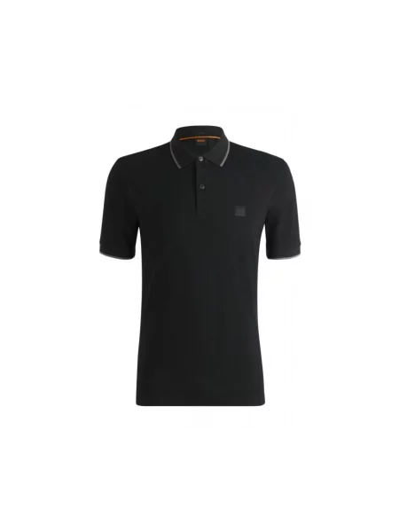 Haftowana koszulka polo Boss Orange z krótkim rękawem czarna
