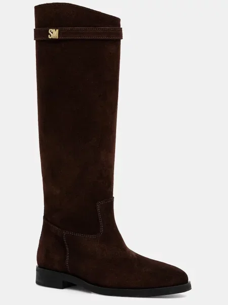 Steve Madden cizme din piele întoarsă Novi cu plat maro