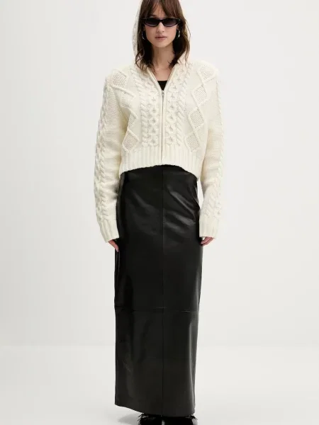 Rotate sweter z dodatkiem wełny beżowy