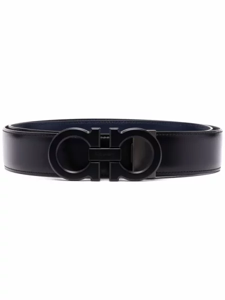 Curea Ferragamo din piele cu cataramă cu autograf negru