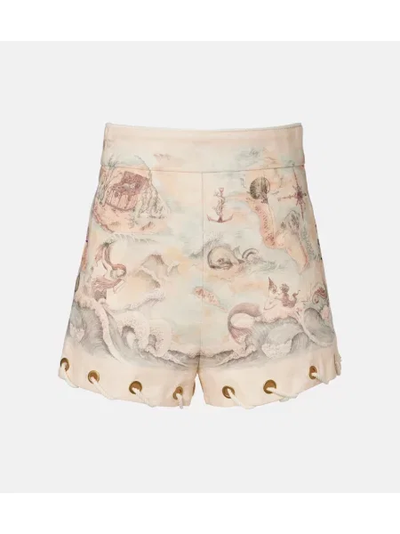 Pantaloni scurți Zimmermann de in cu imagine bej