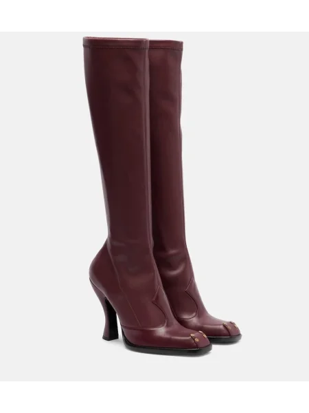 Kožené kozačky Etro se cvočky vínové