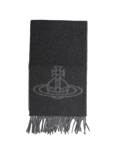 Fular Vivienne Westwood cu franjuri gri