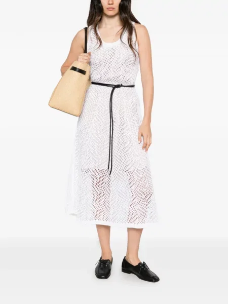Rochie midi Brunello Cucinelli cu paiete tricotate alb