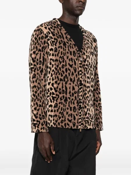 Geacă A Bathing Ape® cu model leopard cu decolteu în V maro