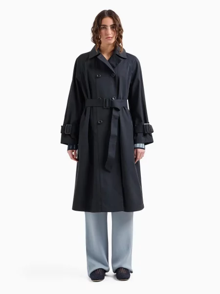 Тренч Emporio Armani поліестер/бавовна синій