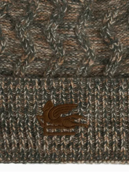 Căciulă Etro cu broderie tricotate verde