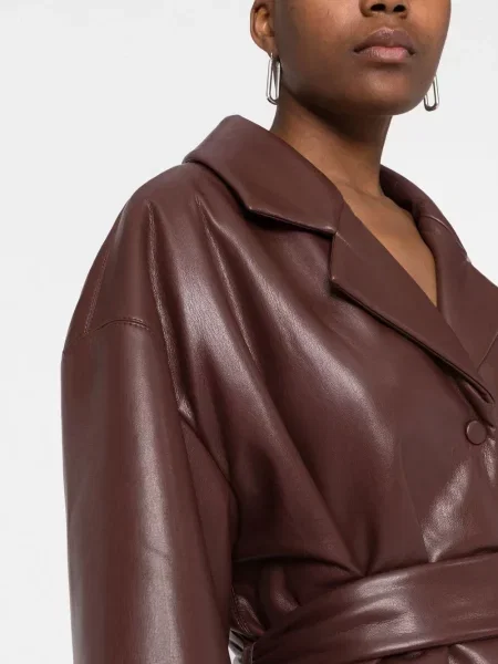 Marynarka Nanushka skórzana brązowa