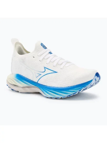 Дамски обувки за бягане Mizuno Wave Neo Wind бели/сребърни/мирно сини бяло