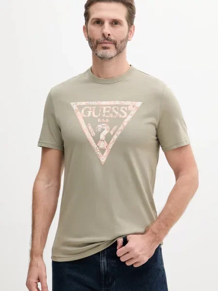 Тениска Guess с принт зелено