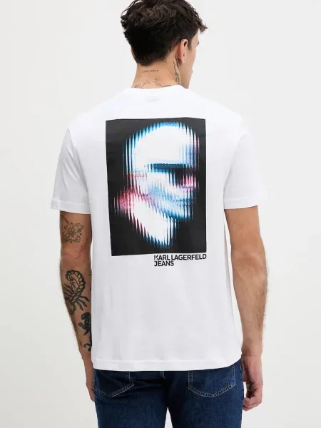 Karl Lagerfeld Jeans tricou din cu imprimeu alb