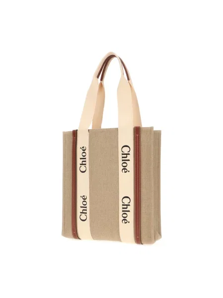 Shopperka Chloe skórzana z logo brązowa