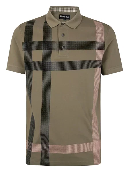 Tricou polo Barbour în carouri verde