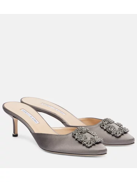Satenaste mules Manolo Blahnik siva