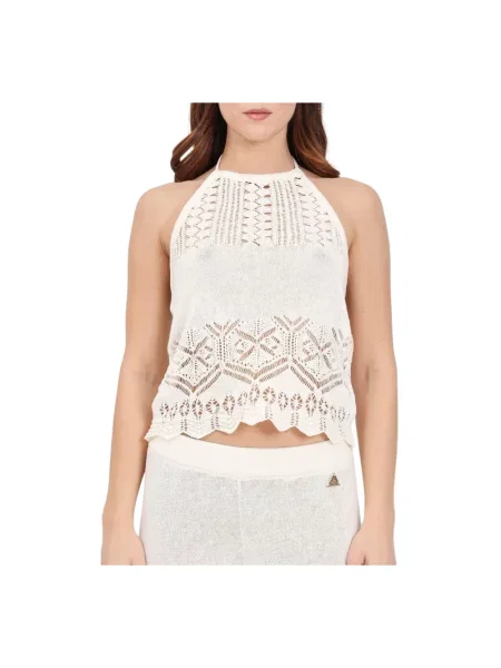 Lniany top Akep beżowy