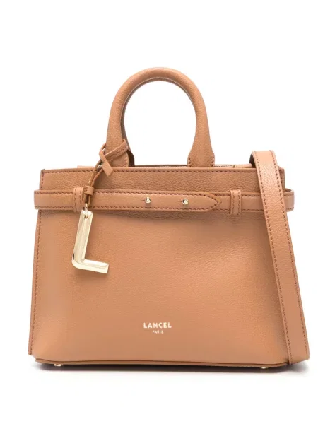 Кожена шопинг чанта Lancel кафяво