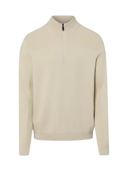 Sweter o kroju regular fit z dodatkiem żywej wełny model KN_Momentum-X QZ' Boss Green beżowy