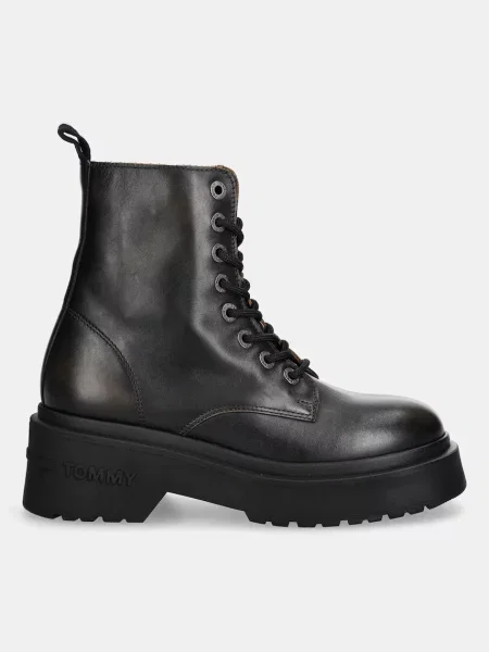 Kožené workery Tommy Jeans TJW CHUNKY RUGGED BOOT hnedá