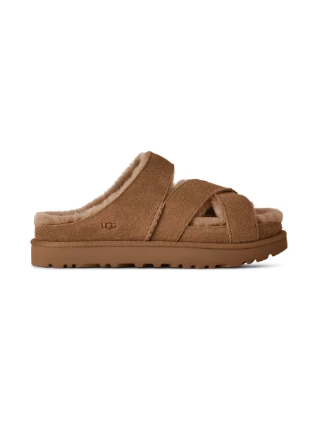 Klapki Ugg wełniane na ramiączkach brązowe