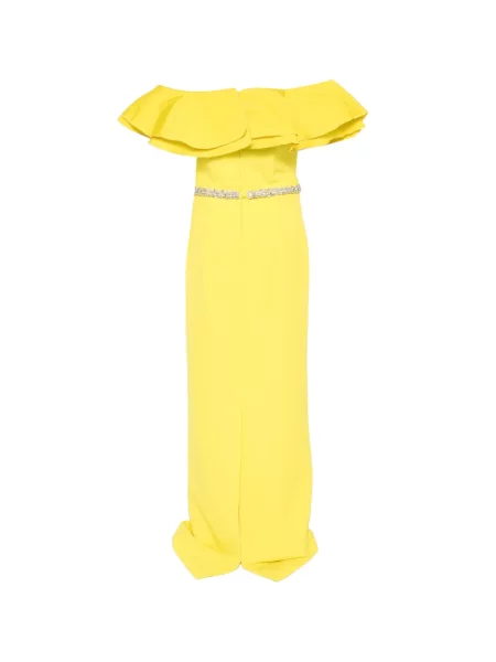Maxi rochie maxi Safiyaa cu volane de costum galben