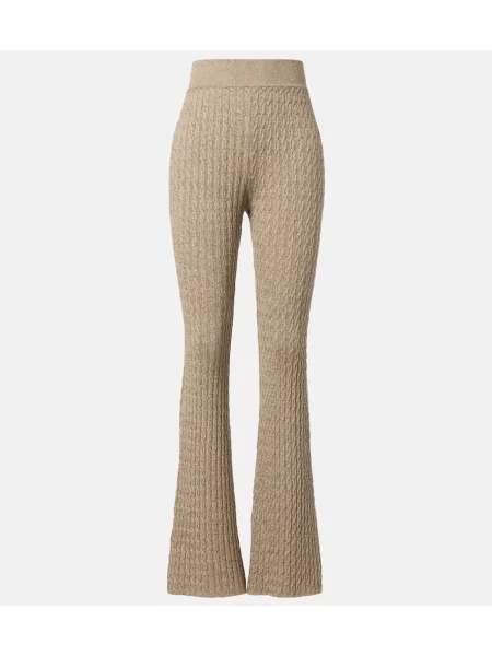 Pantaloni Loro Piana din cașmir evazate bej