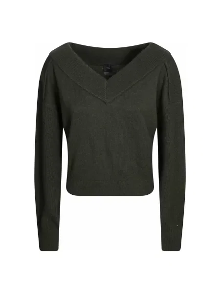 Sweter Pinko z dekoltem w serek zielony