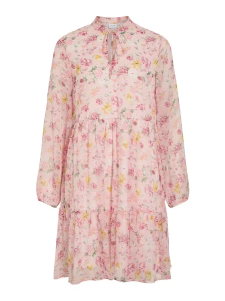 VILA Rochie VIFALIA auriu / verde / fucsia / roz pal galben