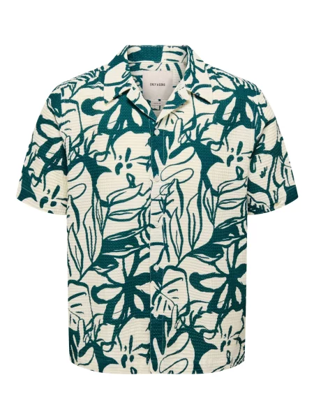 Only & Sons Cămașă Savier / verde închis bej