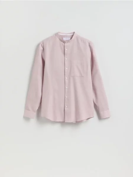 Reserved košeľa slim fit popolavá ružová