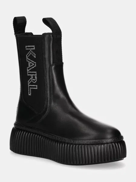 Kožené čižmy Karl Lagerfeld čierna