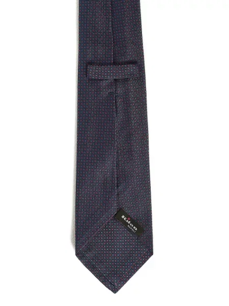 Cravată Kiton cu imprimeu geometric albastru